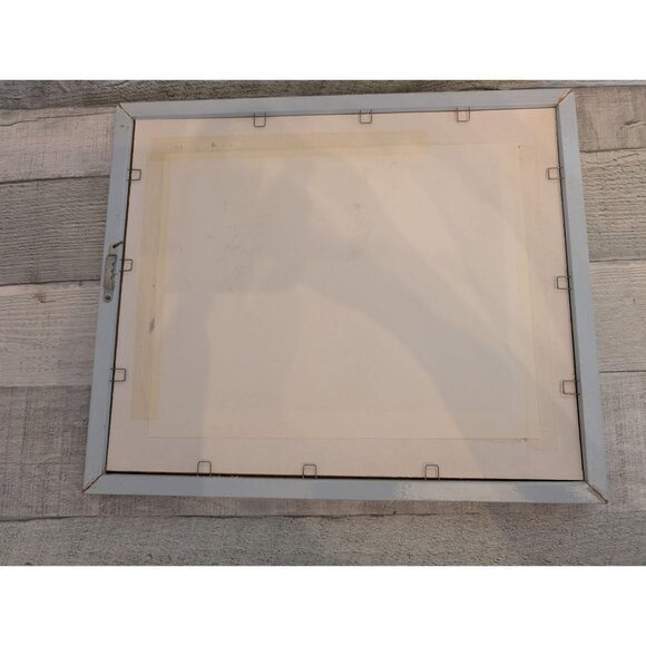 Framed Cat & Roses Print By Harrison With Light Blue Frame 11" X 9" Pastel Tones - Picture 4 of 6